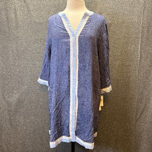 Donna Karan Sleep Dress Womens Medium Button Down Lightweight Summer Blue NEW